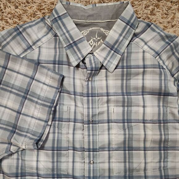 Prana Other - Prana Pearl Snap Men Sz M‎ Short Sleeve Polyester Blend Plaid Shirt